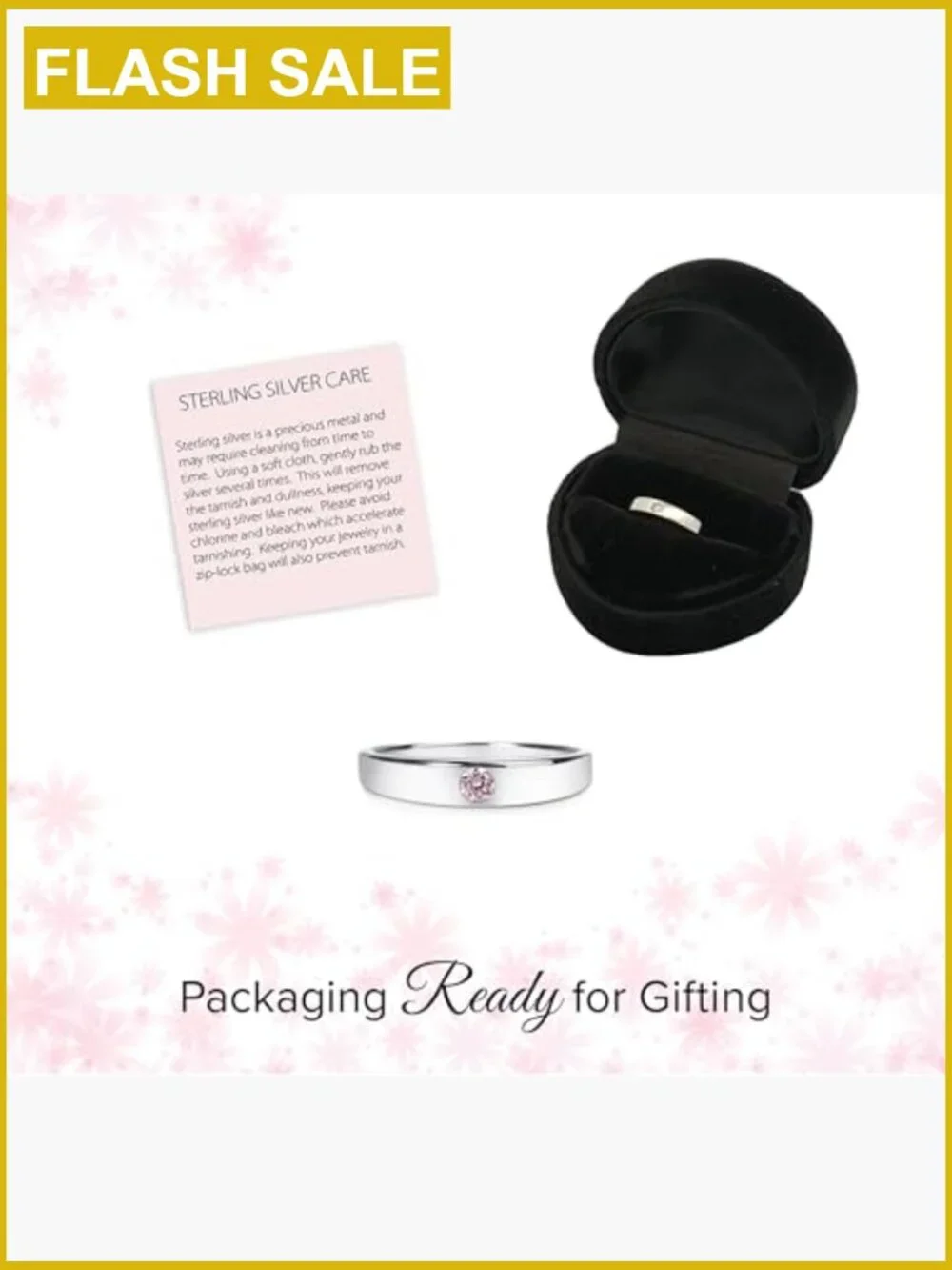 Girls Sterling Silver CZ Ring - Dainty Kids Gift